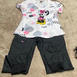 Minnie Mouse Scrub Top & Koilite Scrub bottoms.